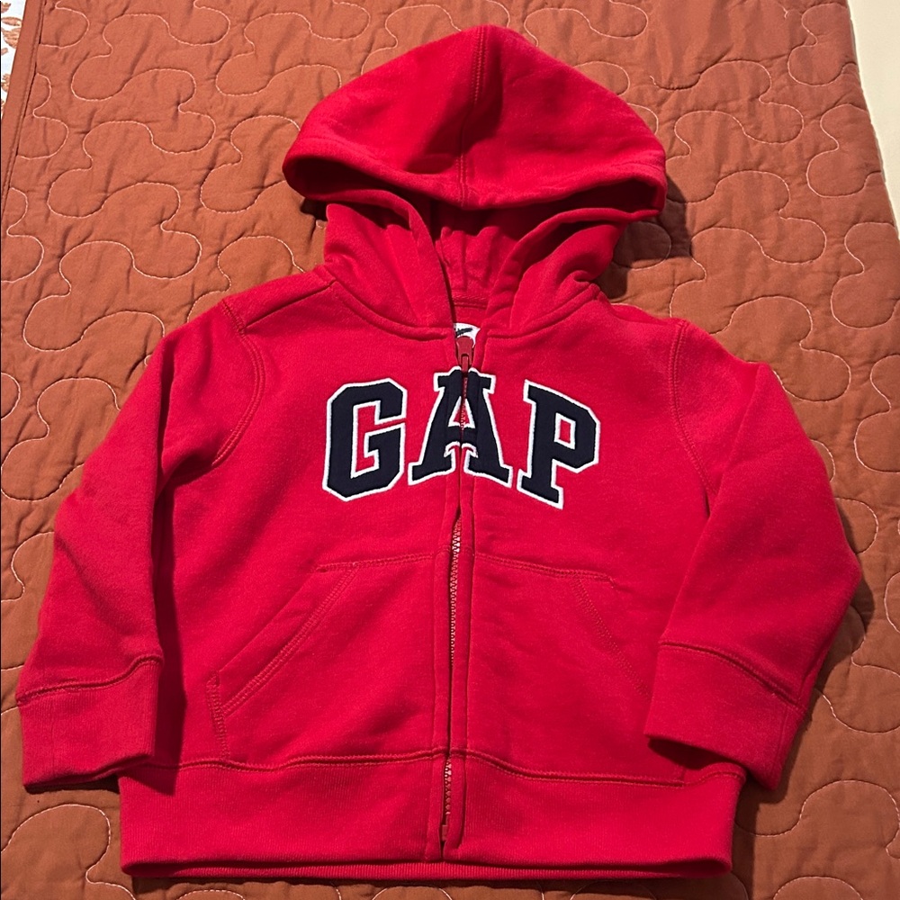 EUC GAP Kids Vibrant Red Zip-Up Hoodie - 3 years